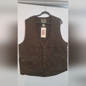 L.L. Bean Men's Double L Waxed-Cotton Upland Vest Brown Men SZ XL NWT Defects